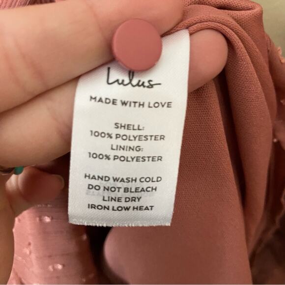 Lulus | Closer Look Dusty Rose Swiss Dot Romper Long Tie Sleeves Pink Medium - Picture 11 of 11